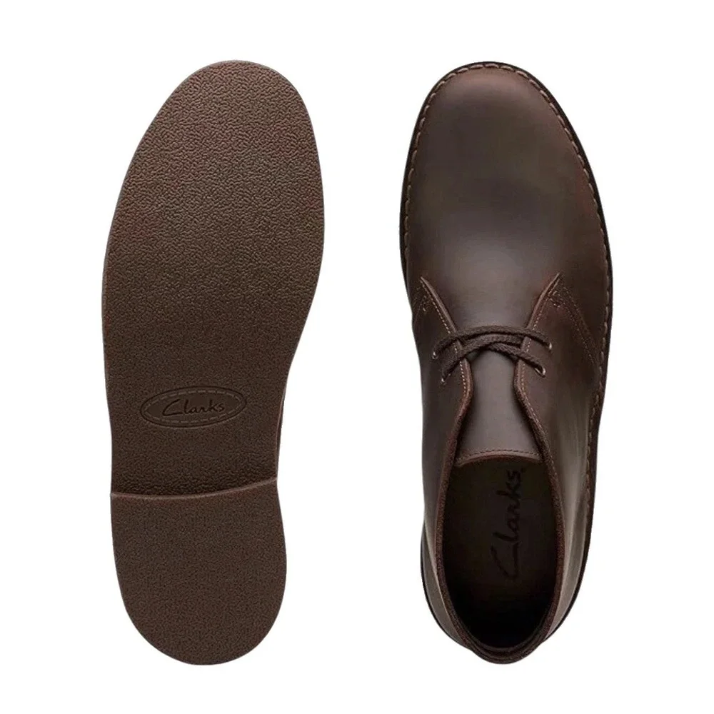 Clarks Bushacre 2 Mens Dark Brown Leather Chukka Desert Boots Ankle Shoes